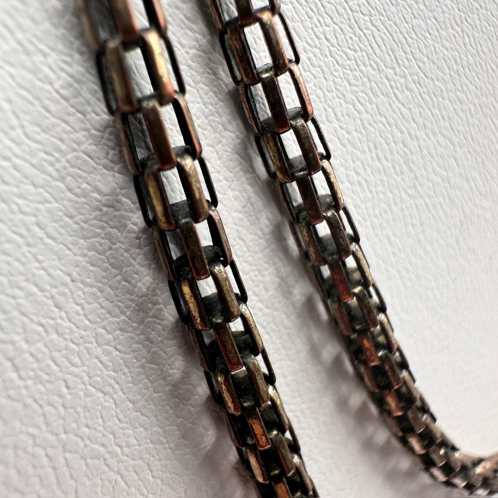 Vintage 90s Jewelry Long Box Link Chain Necklace Bronze Tone Retro Fashion - Thumbnail 4