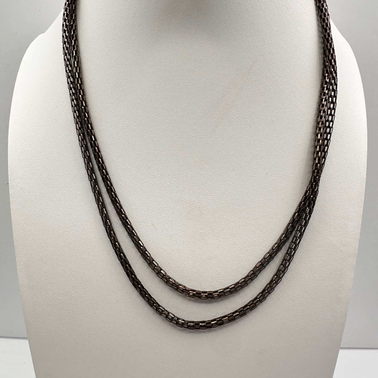 Vintage 90s Jewelry Long Box Link Chain Necklace Bronze Tone Retro Fashion - Image 1