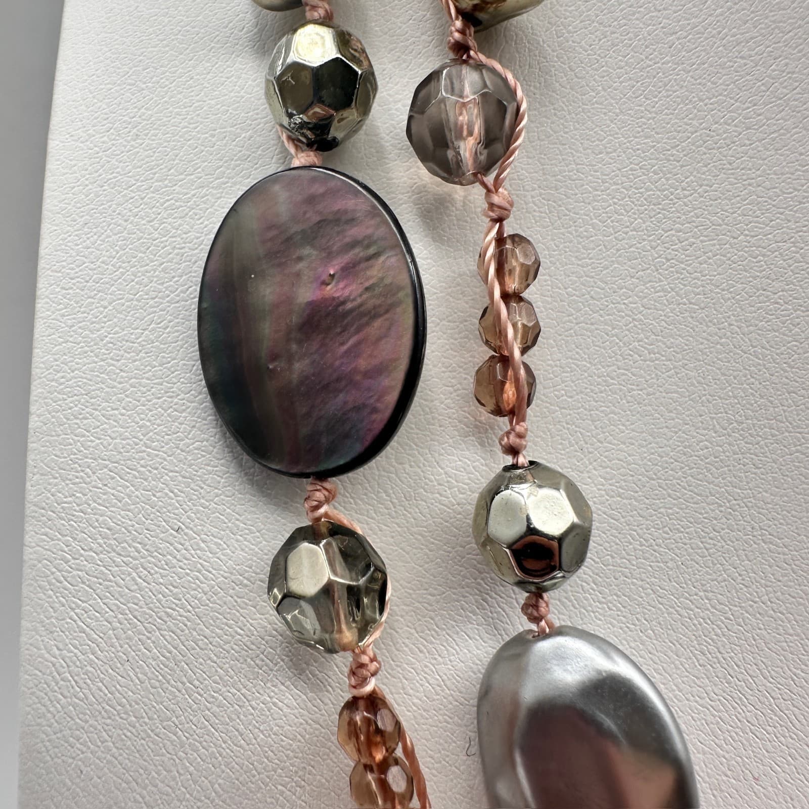 Vintage 90s Cookie Lee Multi-Strand Shell & Glass Bead Necklace Women's Jewelry - Thumbnail 4