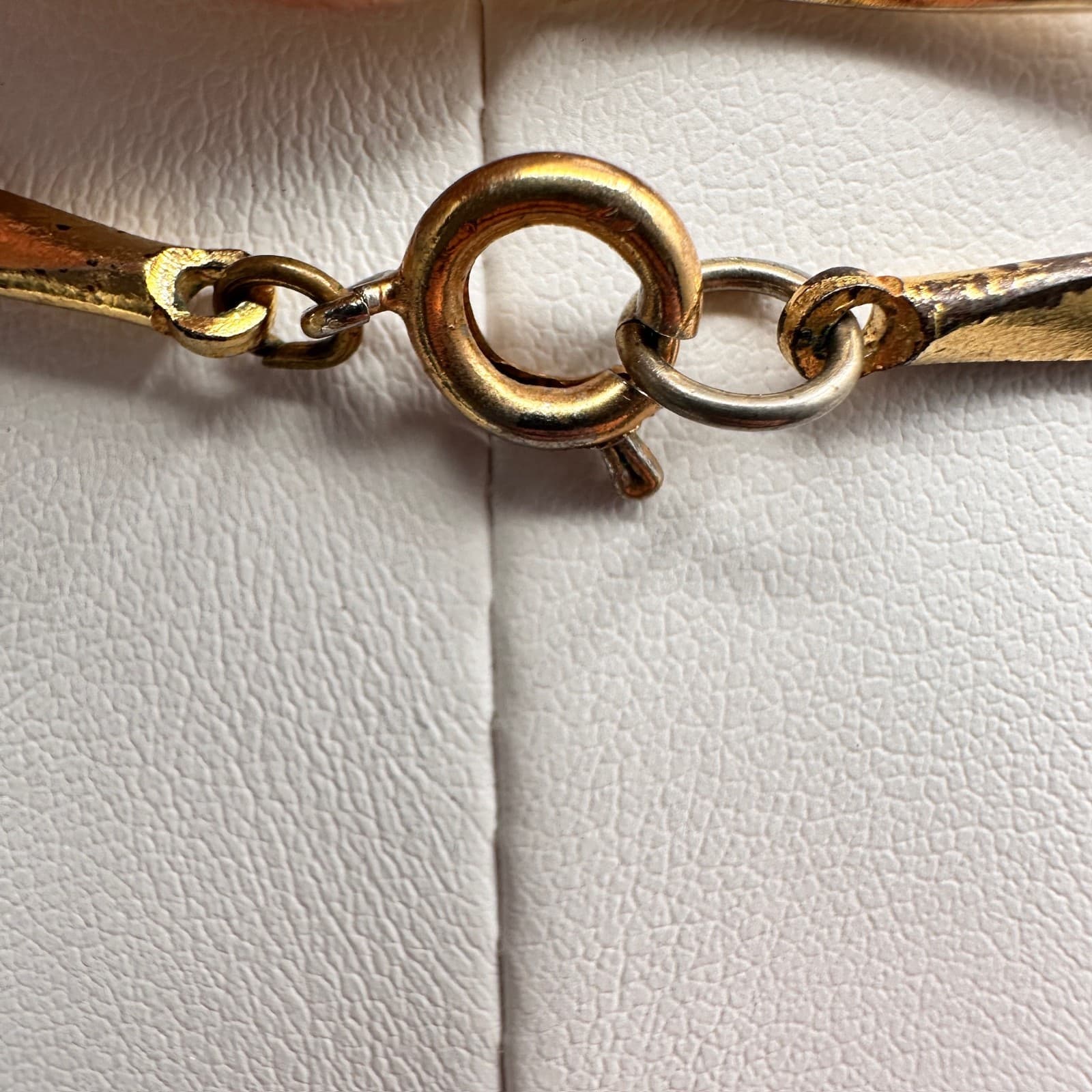 Vintage Two Tone Bar Link Fashion Necklace Gold Tone White Long Layer Jewelry - Thumbnail 9