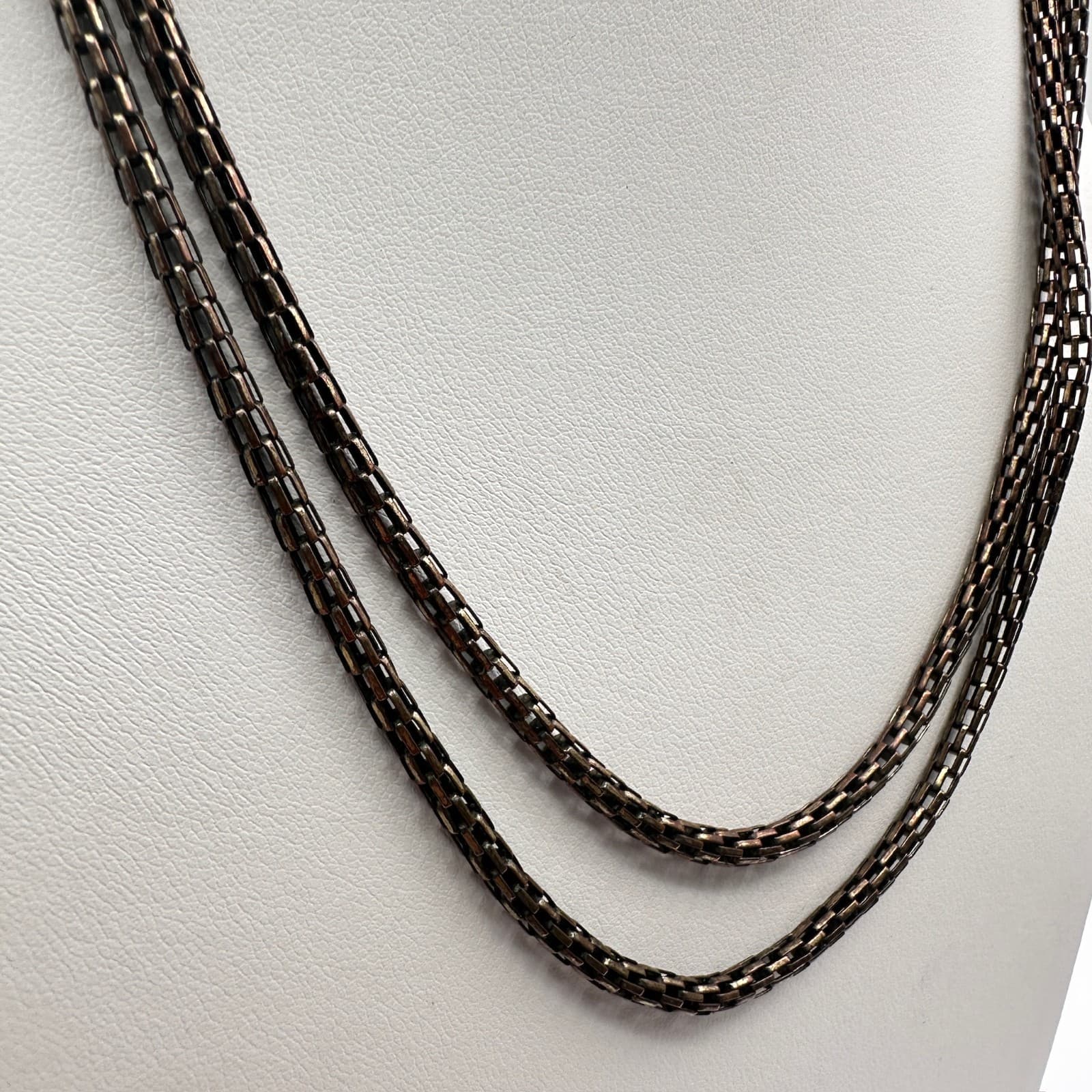 Vintage 90s Jewelry Long Box Link Chain Necklace Bronze Tone Retro Fashion - Thumbnail 2
