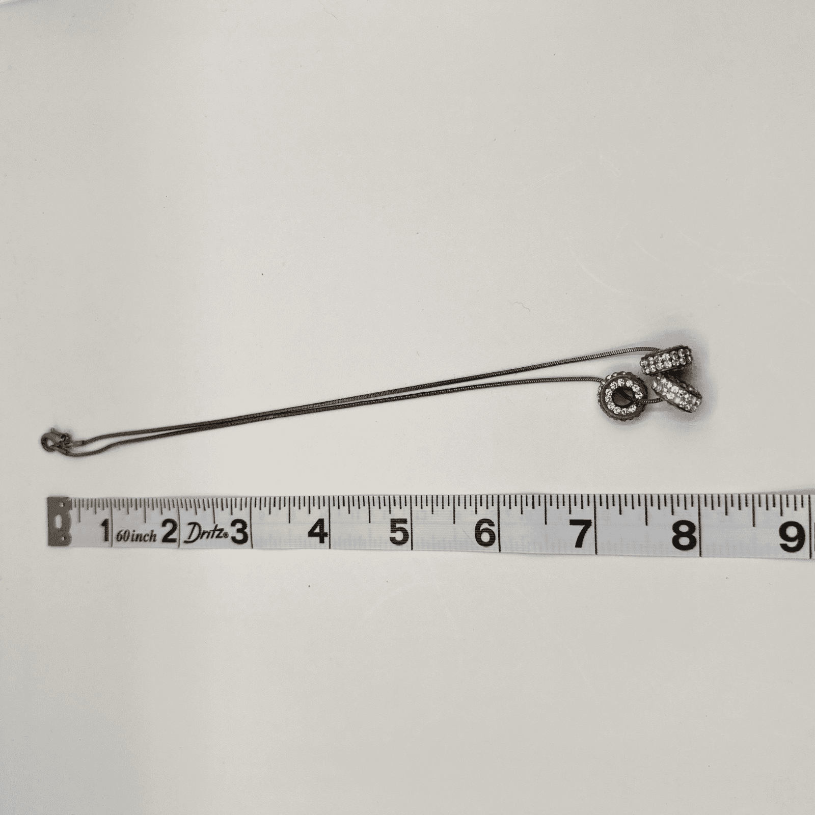 Vintage Y2K Rhinestone Slide Roller Charm Necklace Silver Tone Snake Chain - Thumbnail 10