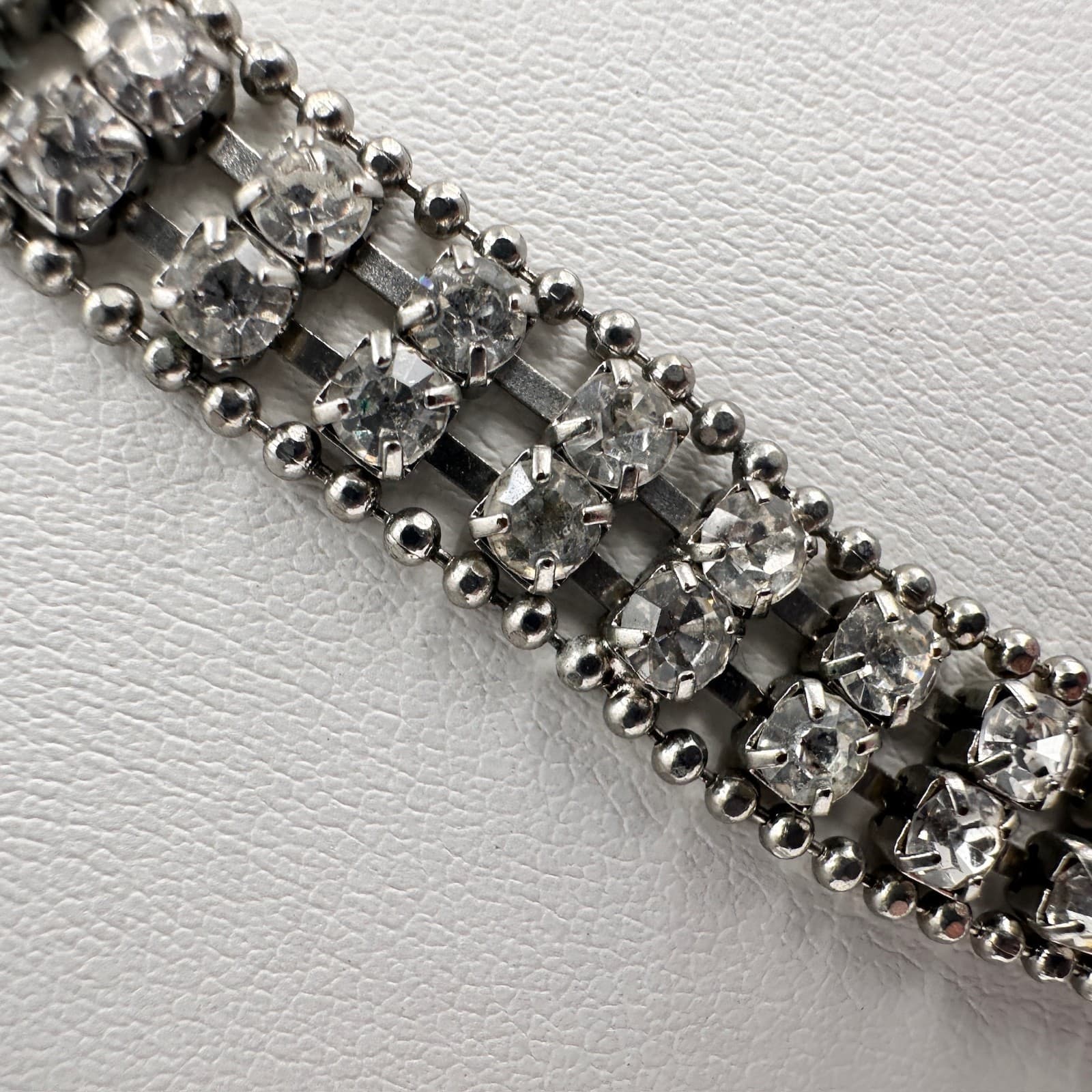 Vintage Rhinestone Statement Necklace Silver Tone Tassel Drop Fashion Jewelry - Thumbnail 6