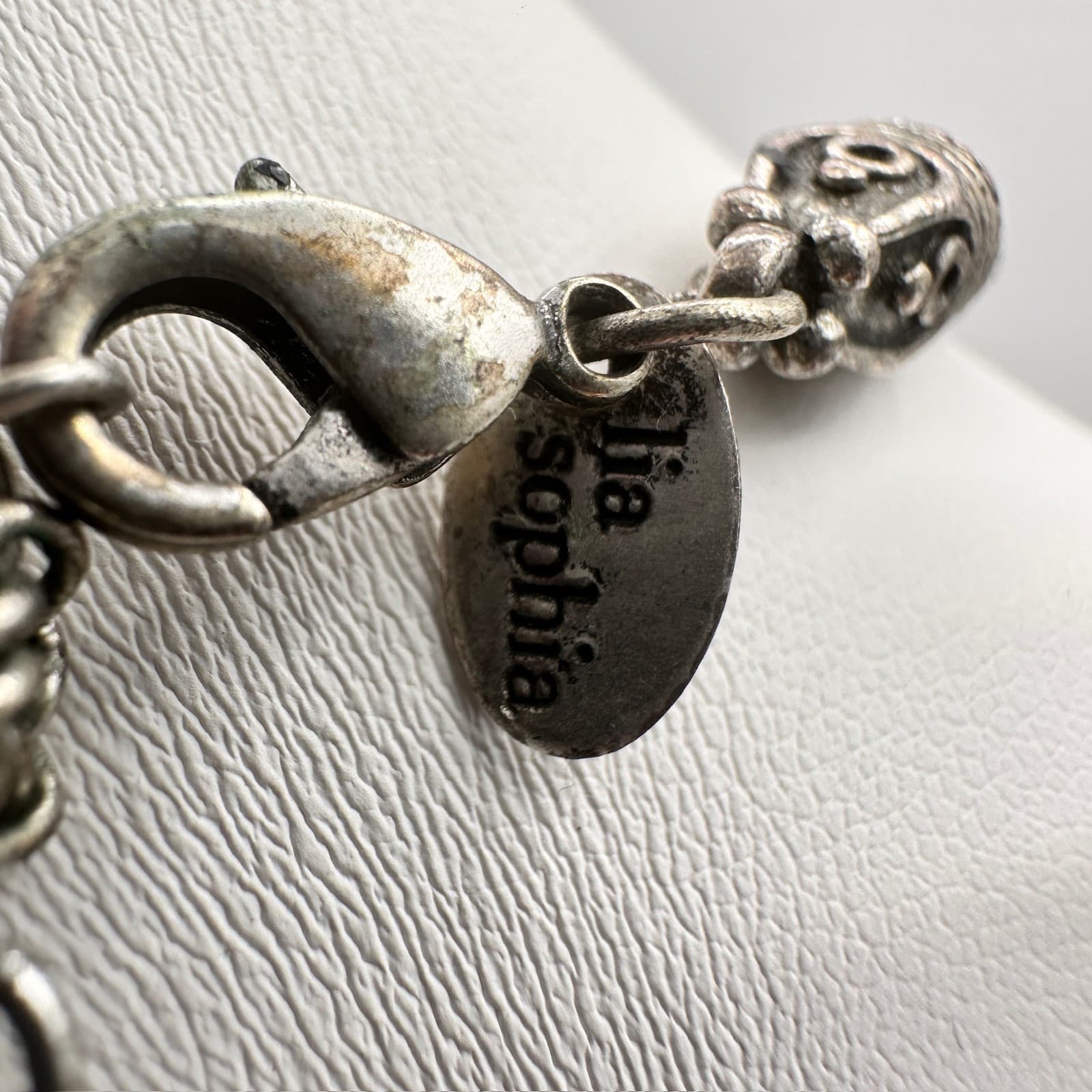 Vintage Lia Sophia Round Medallion Pendant Necklace Silver Tone Jewelry Crystal - Thumbnail 11