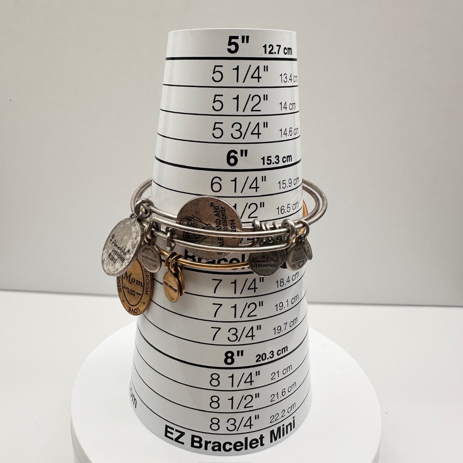 Vintage 90s Alex and Ani Bangle Bracelet Set Mom Peace of Mind Silver &Gold Tone - Thumbnail 10