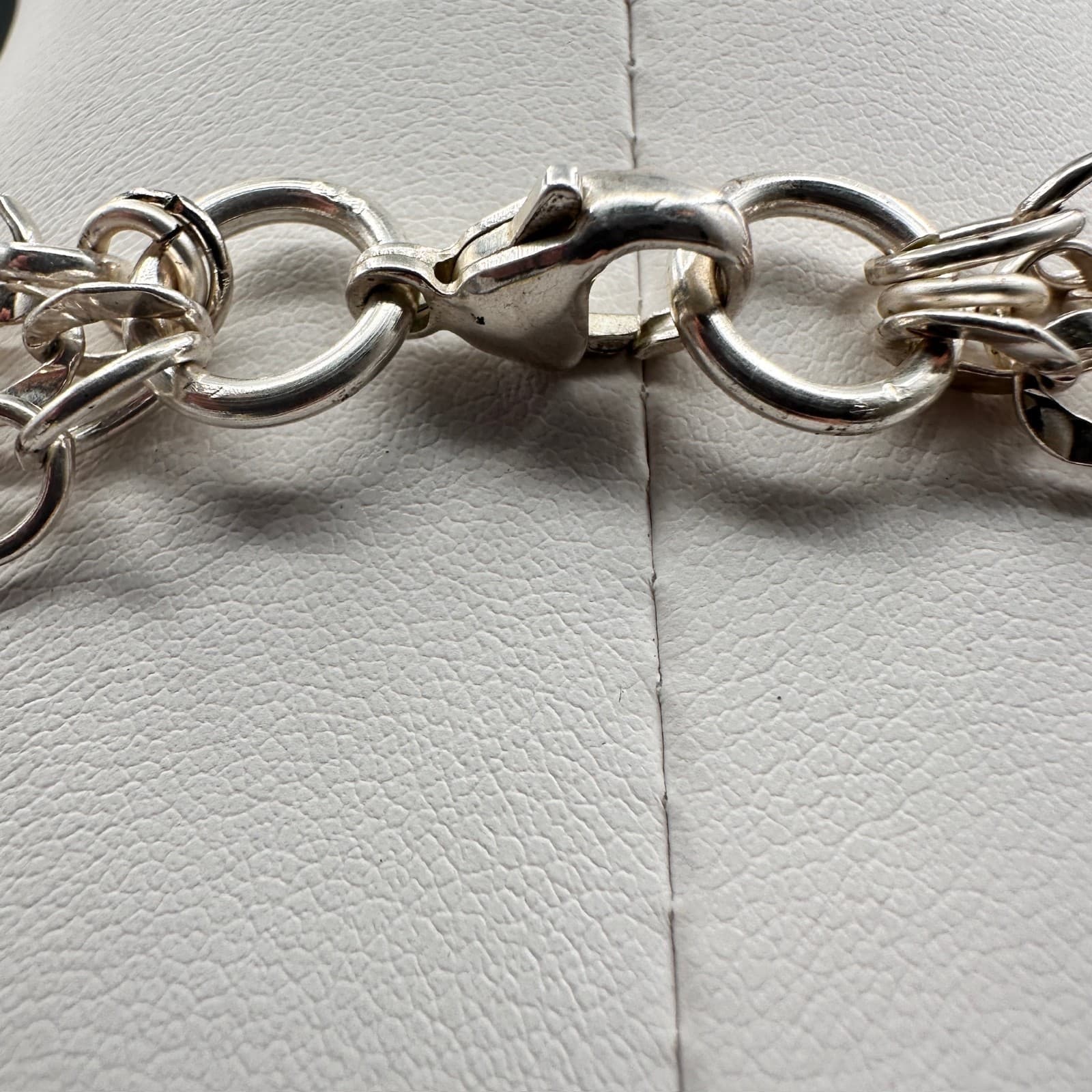 Vintage 90s Silver Tone Green Turquoise Bead Layered Chain Necklace Jewelry - Thumbnail 11