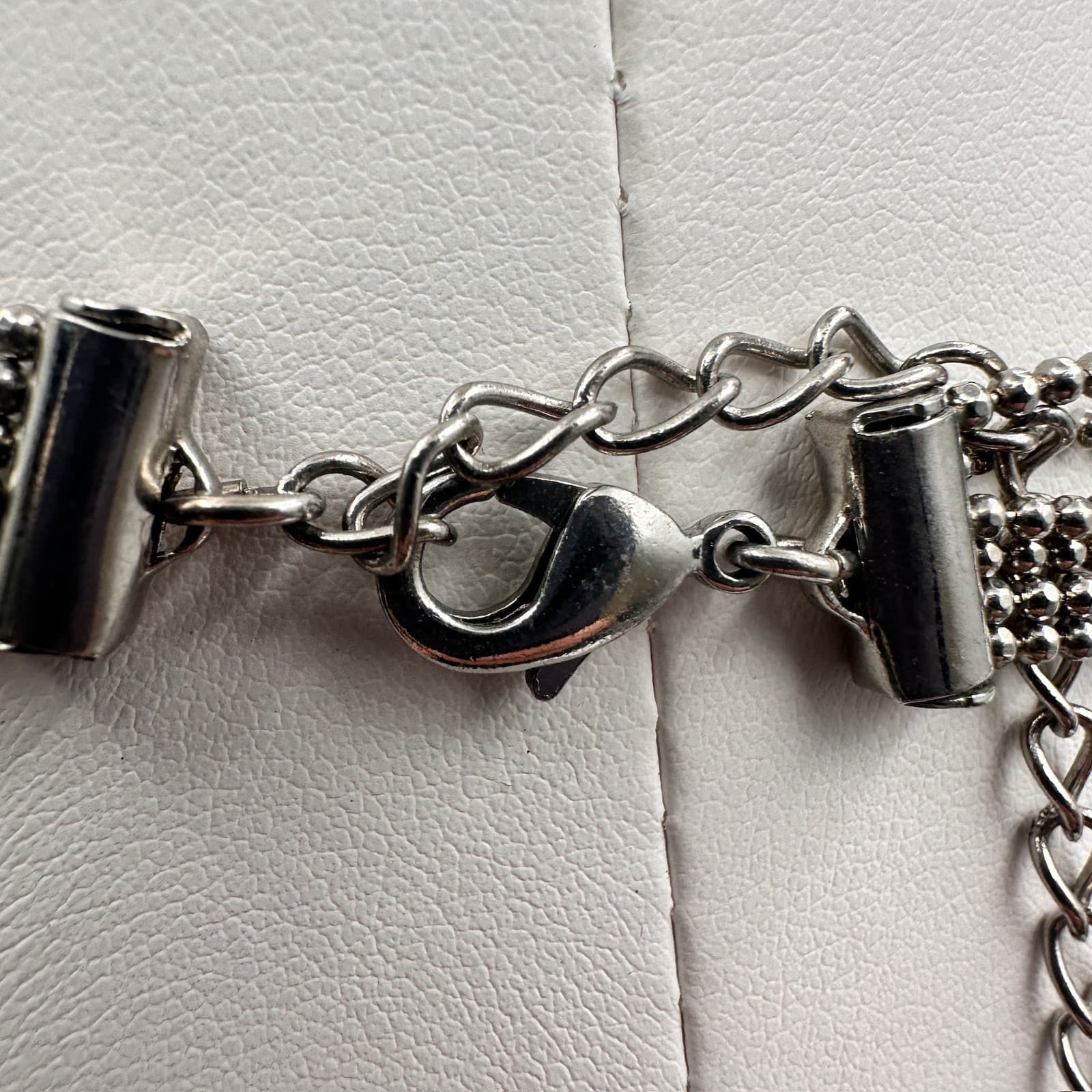 Vintage Rhinestone Statement Necklace Silver Tone Tassel Drop Fashion Jewelry - Thumbnail 12