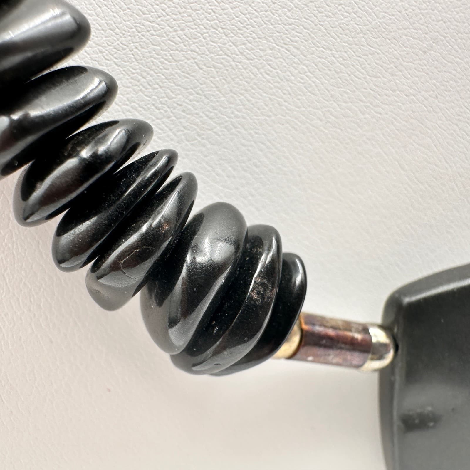 Vintage 80s Black Beaded Statement Necklace w/ Pendant Chunky Fashion Jewelry - Thumbnail 5