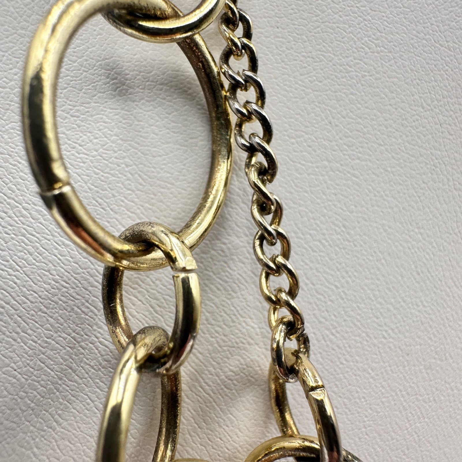 Vintage 90s Jewelry Multi Layer Circle Link Statement Necklace Gold Tone Chain - Thumbnail 4