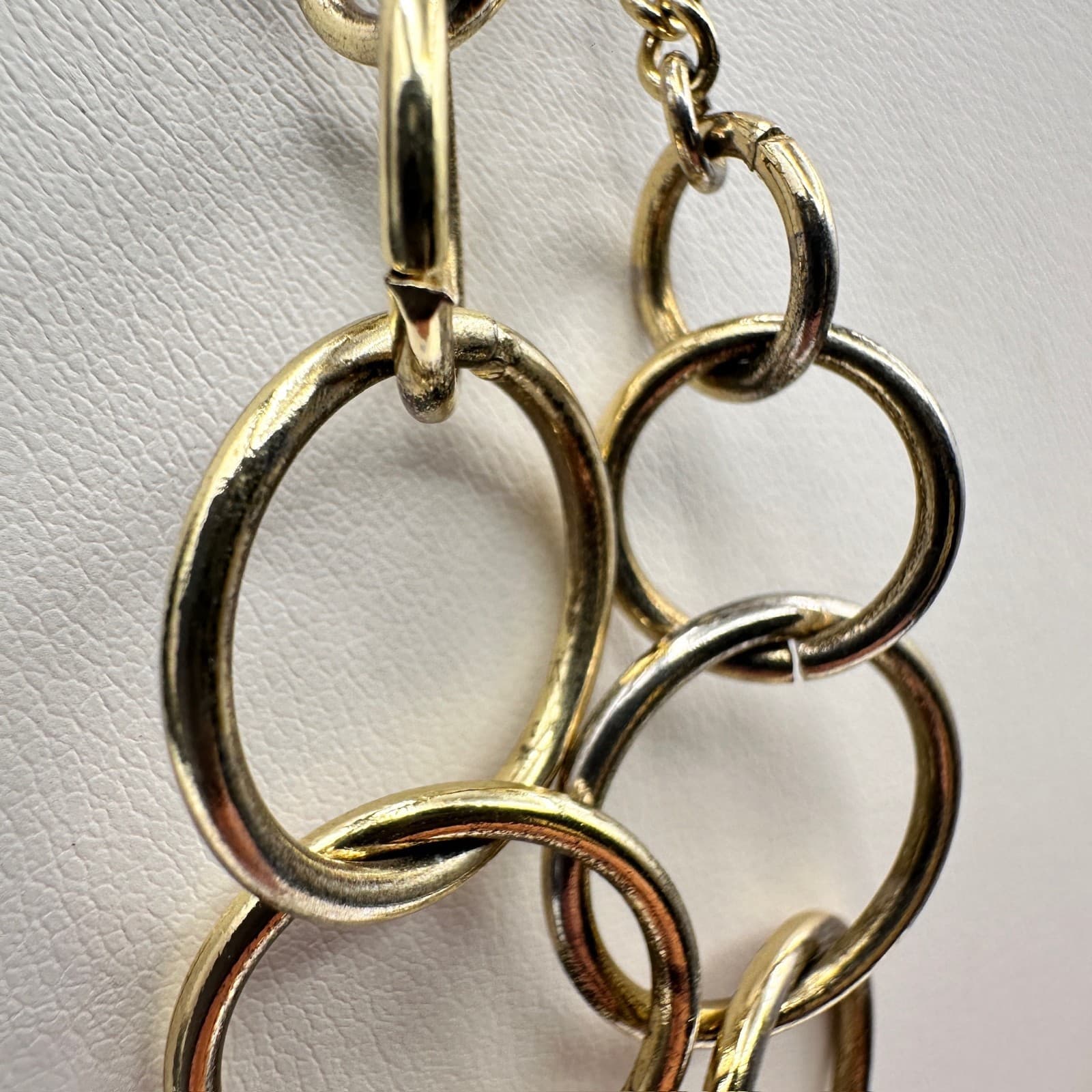 Vintage 90s Jewelry Multi Layer Circle Link Statement Necklace Gold Tone Chain - Thumbnail 5