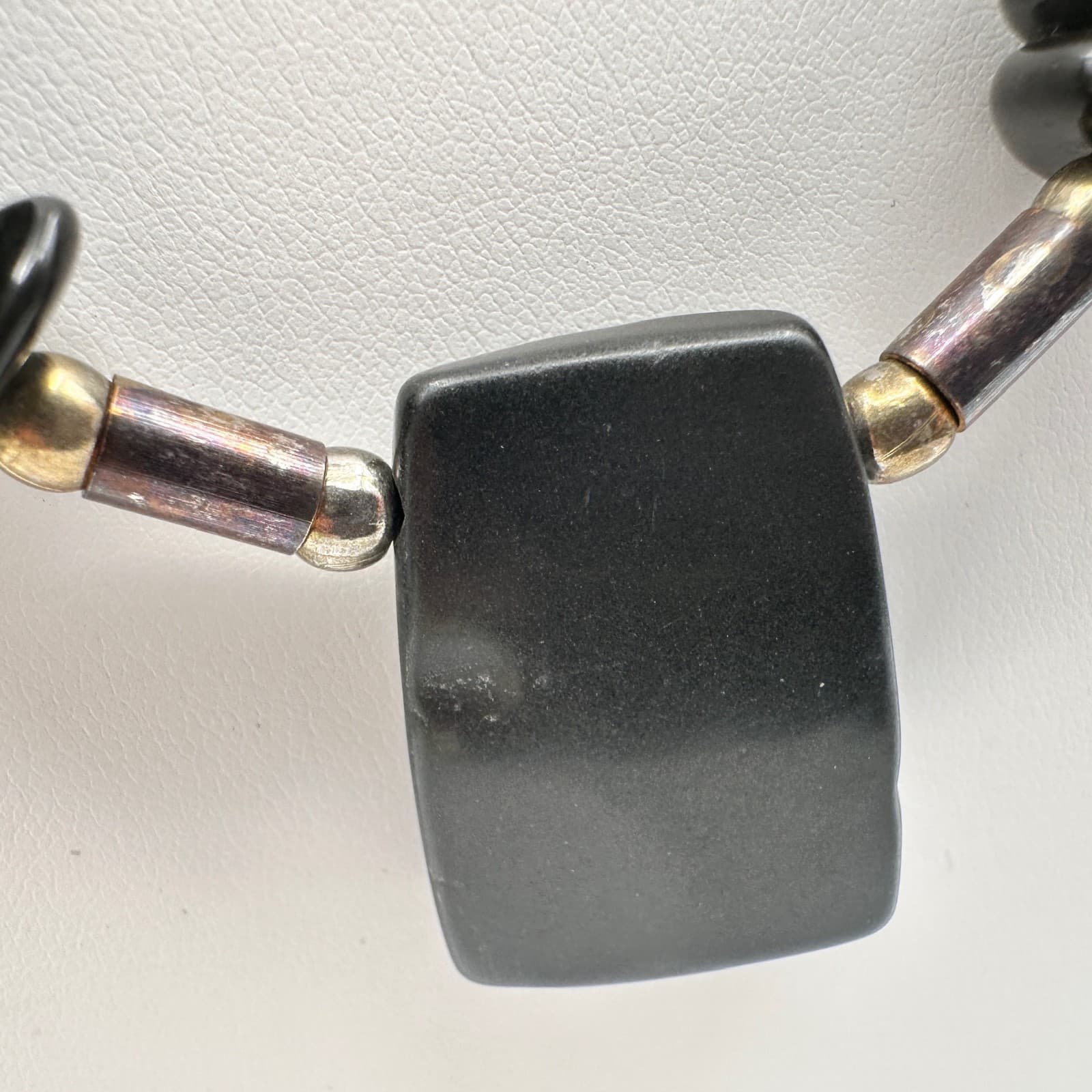 Vintage 80s Black Beaded Statement Necklace w/ Pendant Chunky Fashion Jewelry - Thumbnail 6