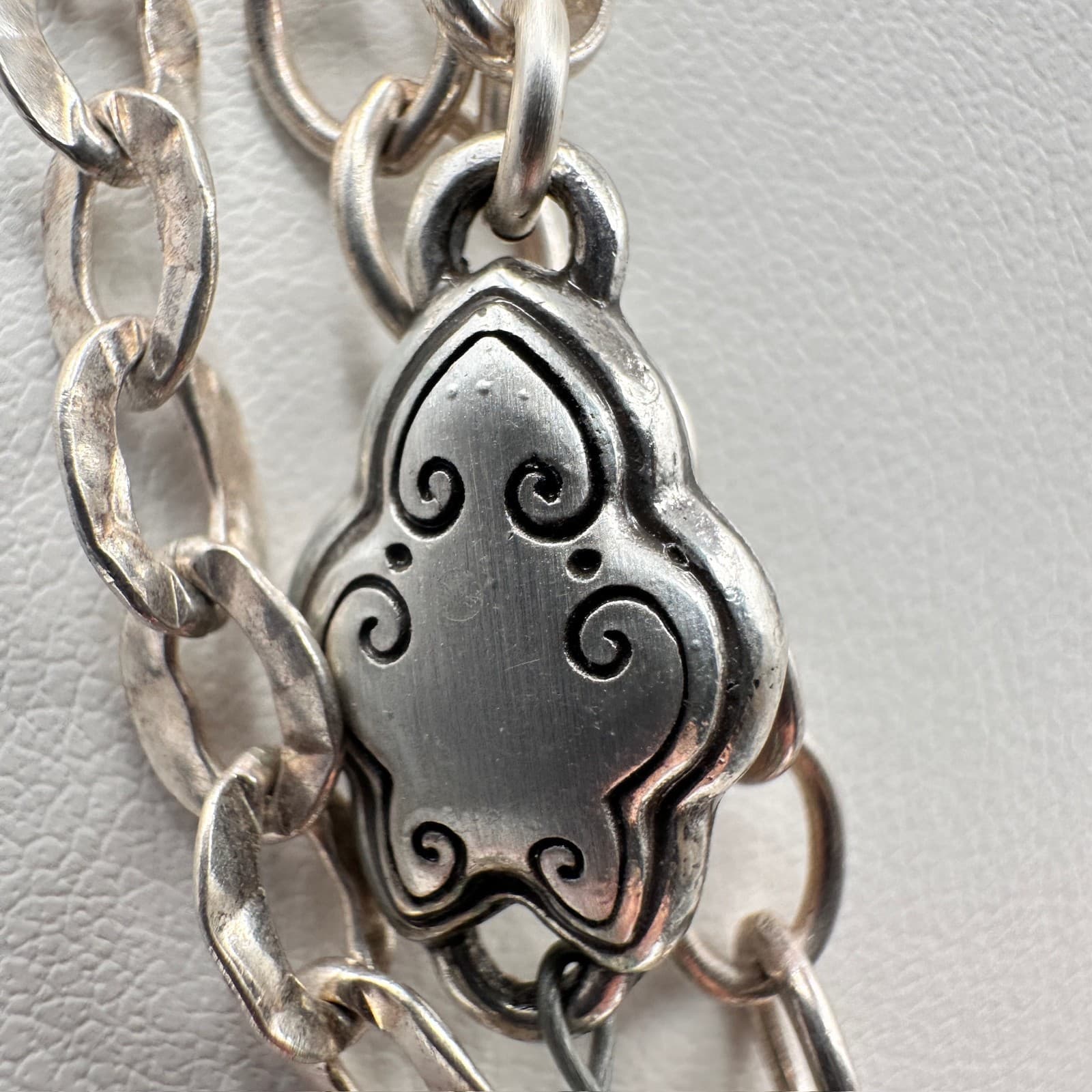 Vintage 90s Silver Tone Green Turquoise Bead Layered Chain Necklace Jewelry - Thumbnail 8