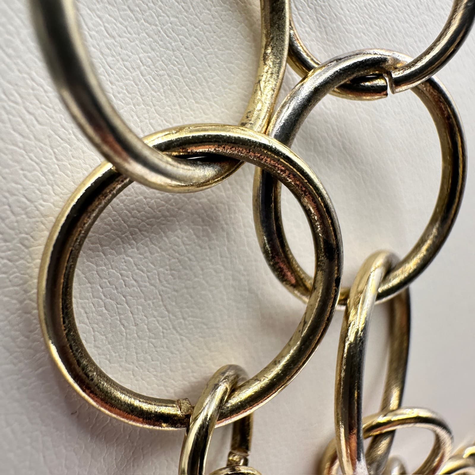 Vintage 90s Jewelry Multi Layer Circle Link Statement Necklace Gold Tone Chain - Thumbnail 6