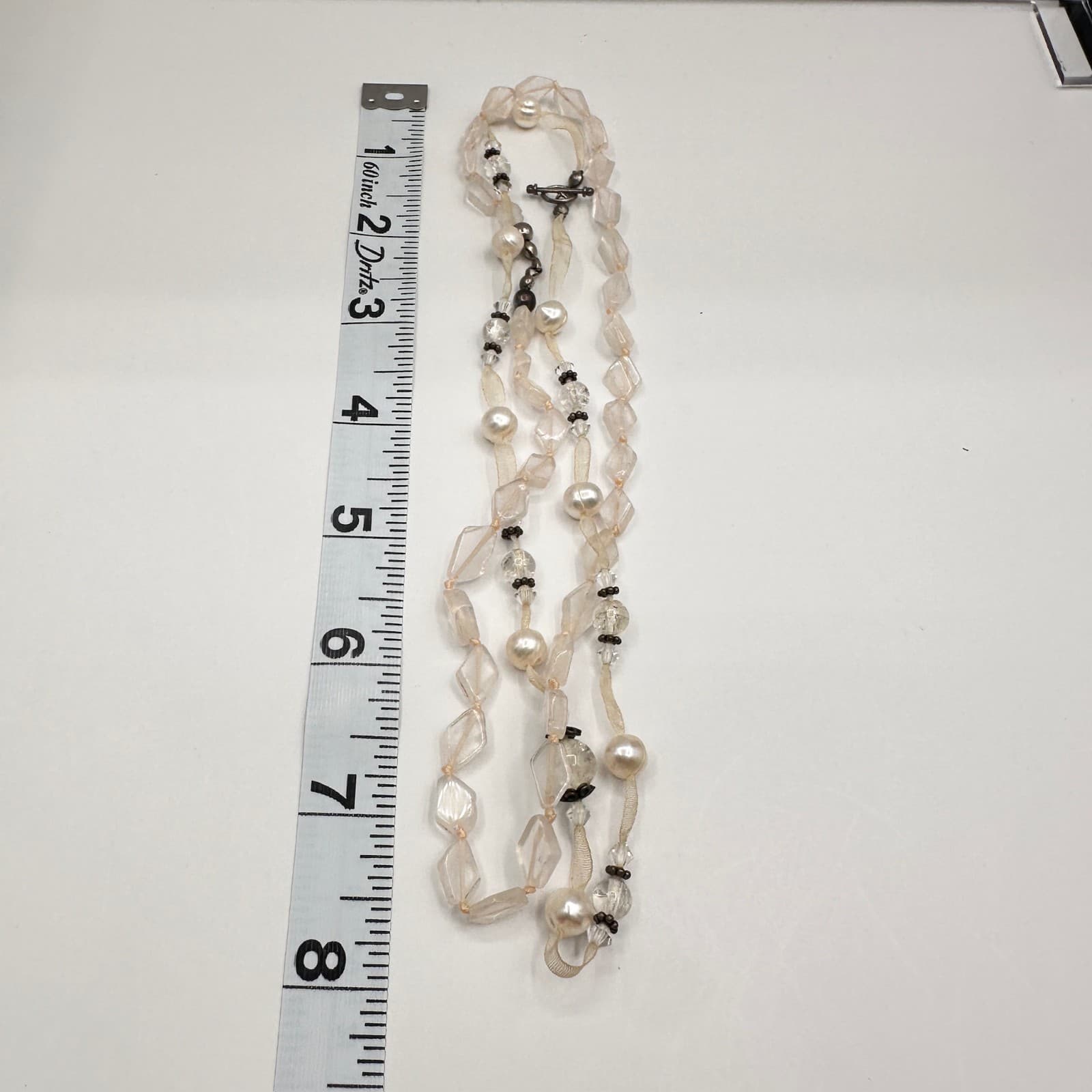 Vintage 90s Rose Quartz & Pearl Multi-Strand Necklace Pink Boho Women's Jewelry - Thumbnail 11