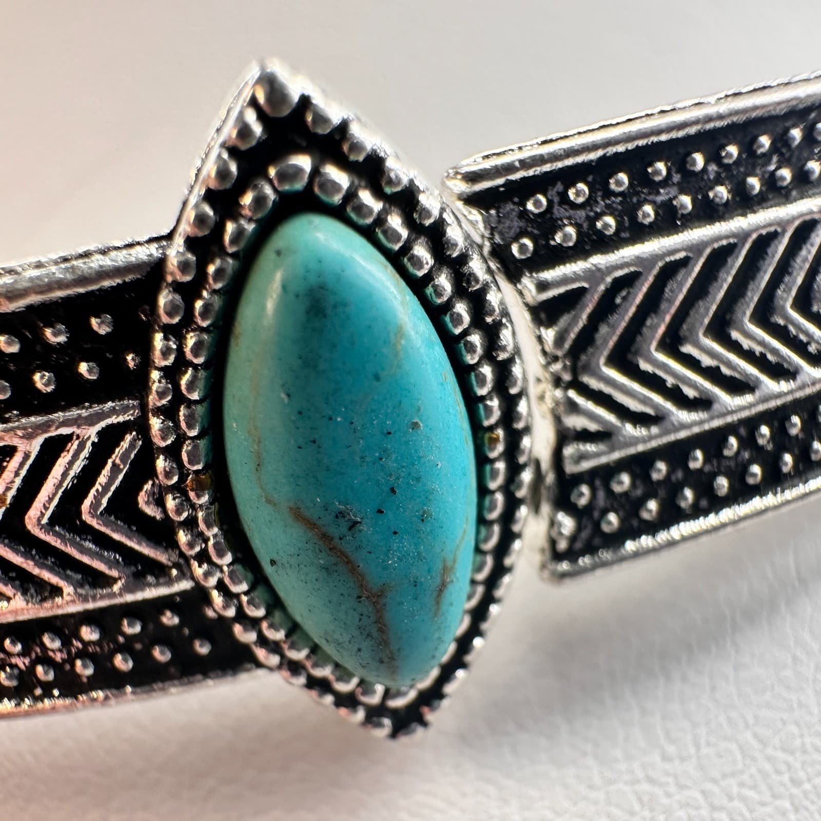 Vintage 90s Turquoise Silver-Tone Choker Necklace Set Boho Woemn's Jewelry - Thumbnail 12