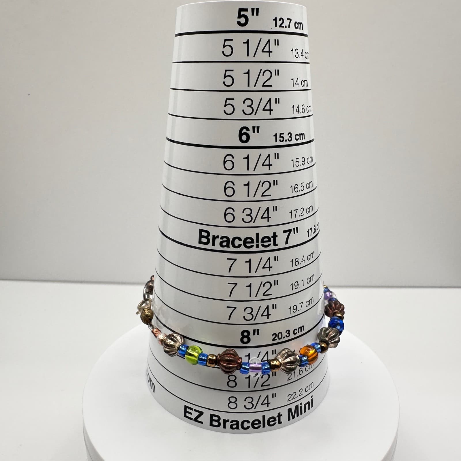 Vintage 90s Y2K Glass Bead Bracelet Multicolor Boho Silver Tone Lobster 8" - Thumbnail 9