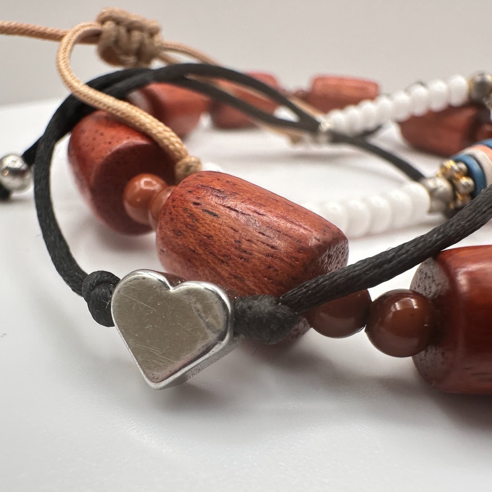 Vintage 90s Wooden Beaded Cross Necklace & Bracelets Set INRI Religious Jewelry - Thumbnail 14