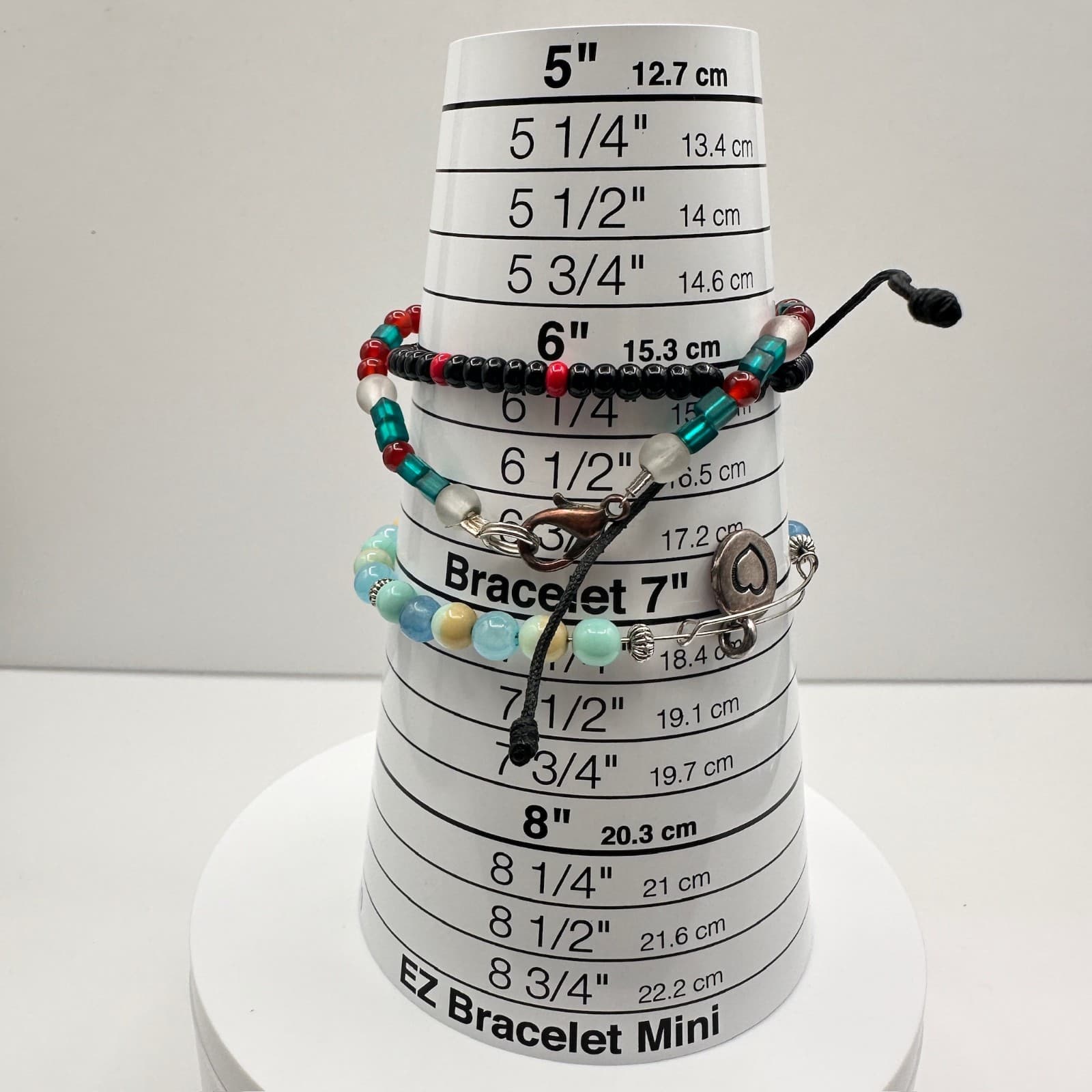 Vintage 90s Mixed Glass Bead Multi-Color Religious Bracelet Set Heart Jewelry - Thumbnail 13