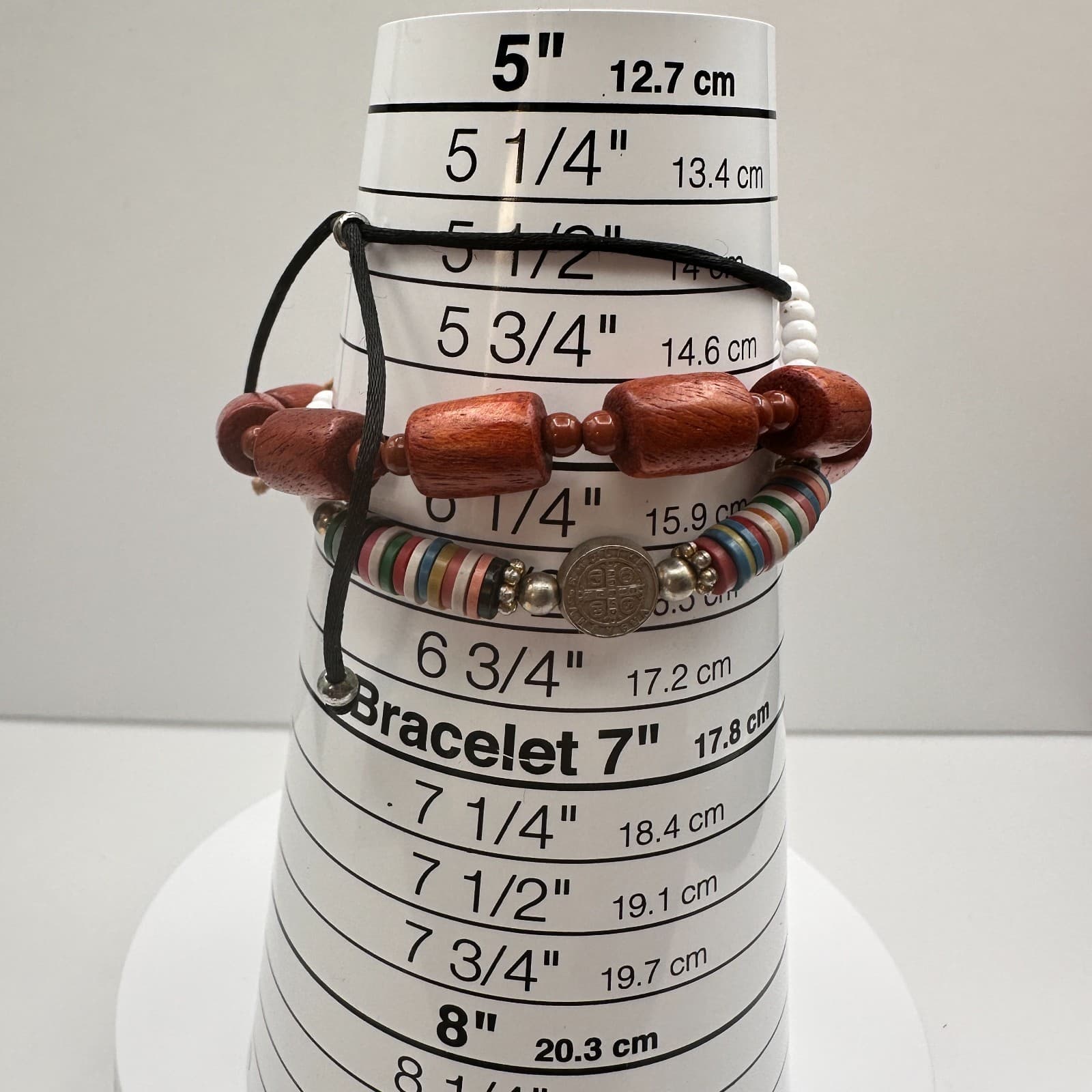 Vintage 90s Wooden Beaded Cross Necklace & Bracelets Set INRI Religious Jewelry - Thumbnail 20