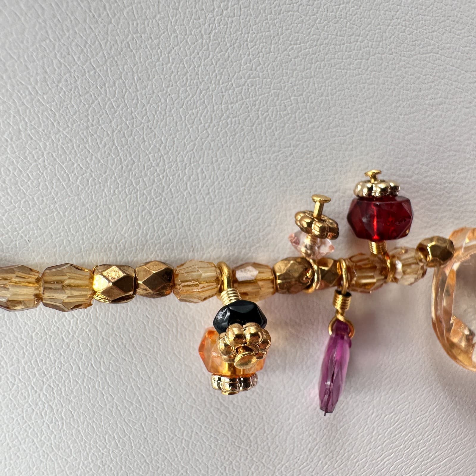 Vintage 90s Cookie Lee Glass Beaded Necklace Gold Tone Women's Classic Jewelry - Thumbnail 9