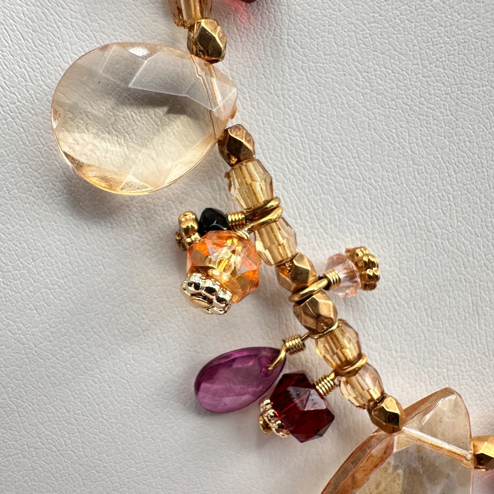 Vintage 90s Cookie Lee Glass Beaded Necklace Gold Tone Women's Classic Jewelry - Thumbnail 4