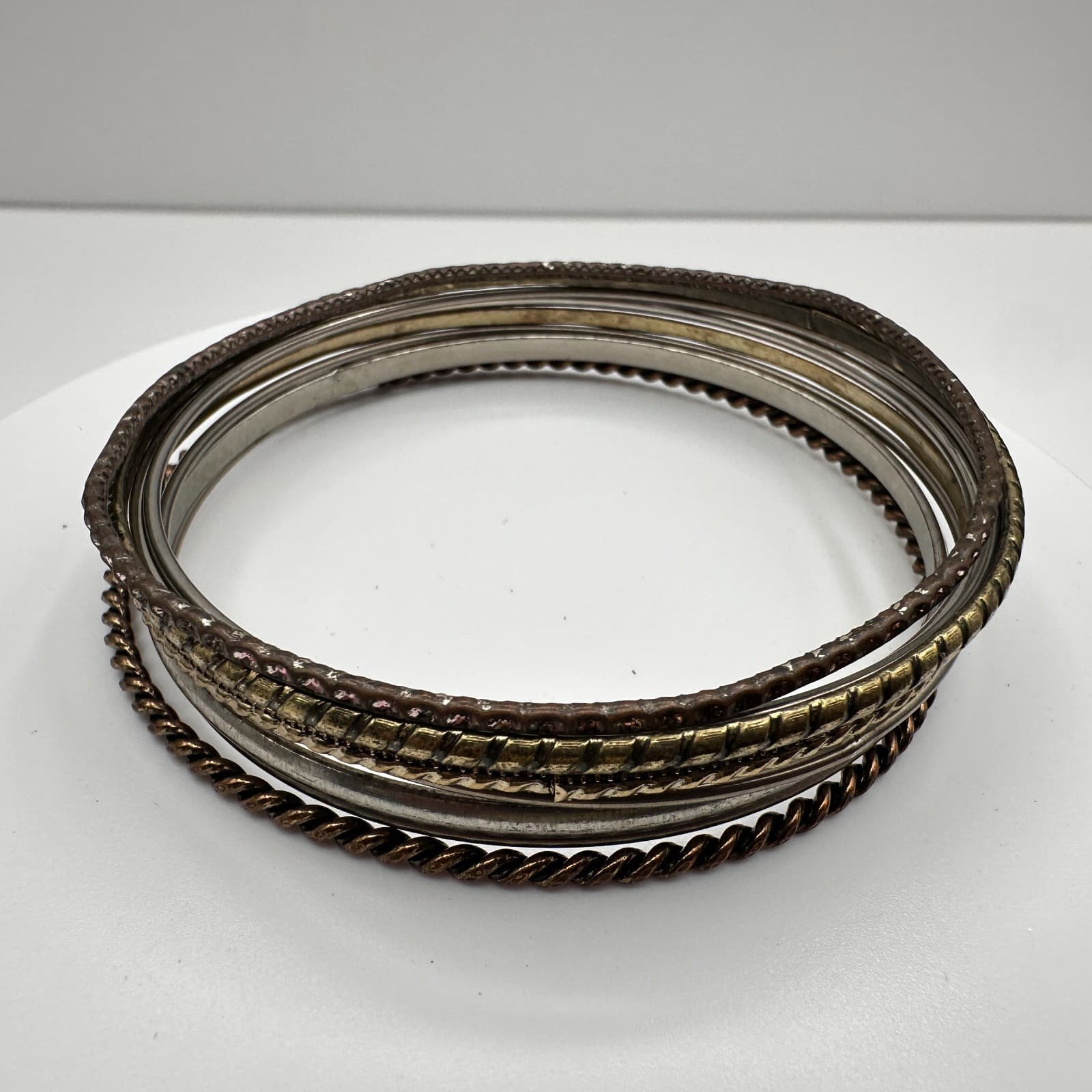 Vintage 80s 90s Stackable Bangle Set Retro Women's Classic Fashion Jewelry - Thumbnail 7