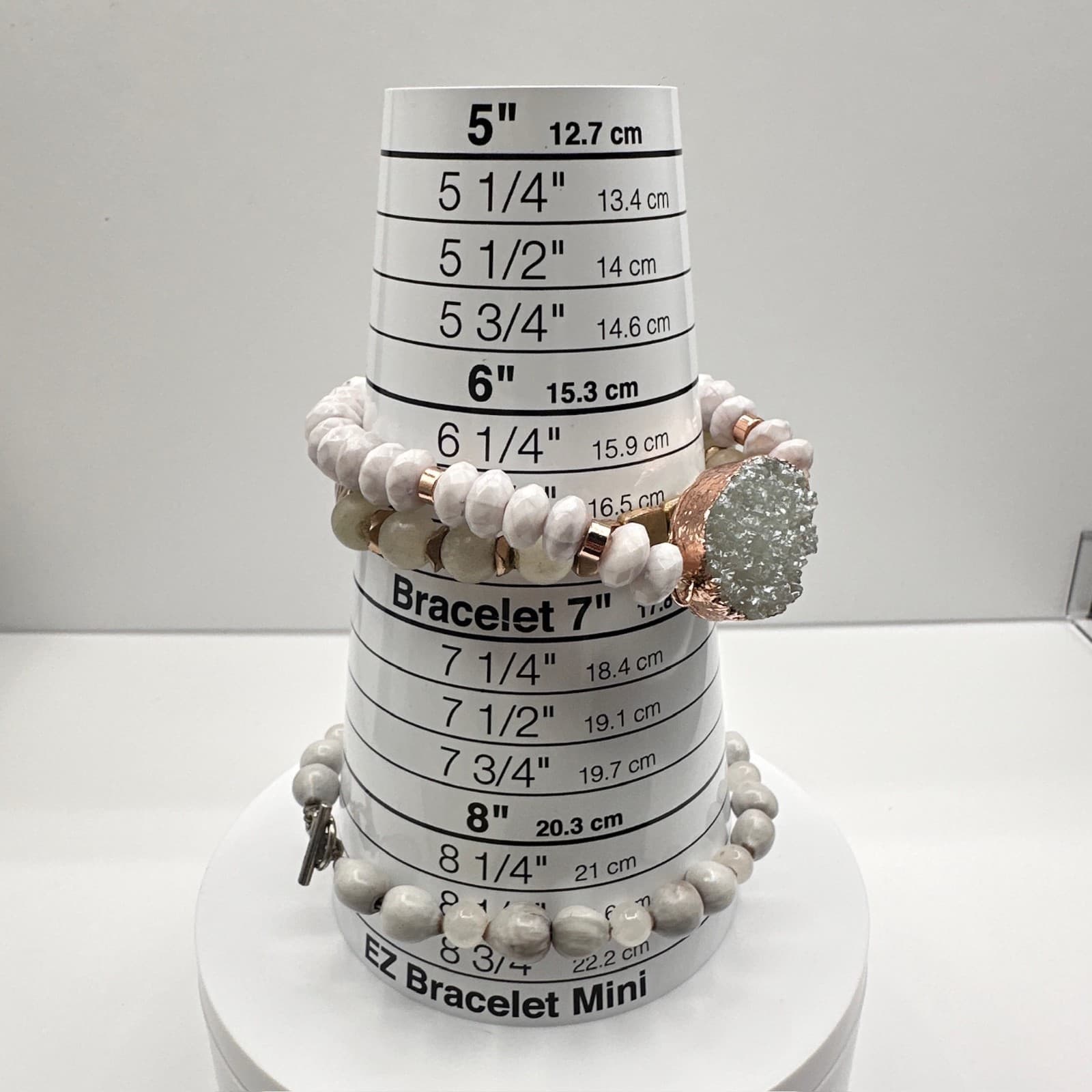 Vintage 90s Boho Multi-Strand Bracelet Set Druzy Quartz Beaded Jewelry - Thumbnail 11