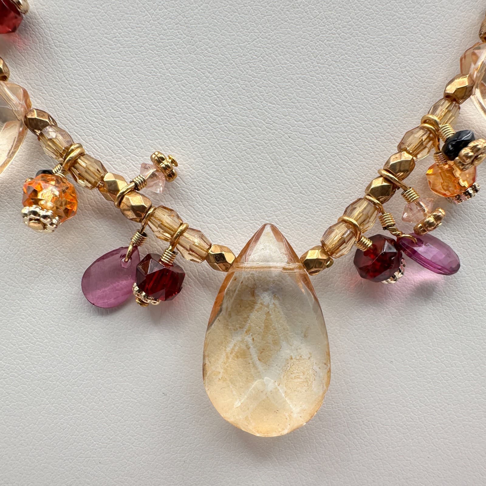 Vintage 90s Cookie Lee Glass Beaded Necklace Gold Tone Women's Classic Jewelry - Thumbnail 2