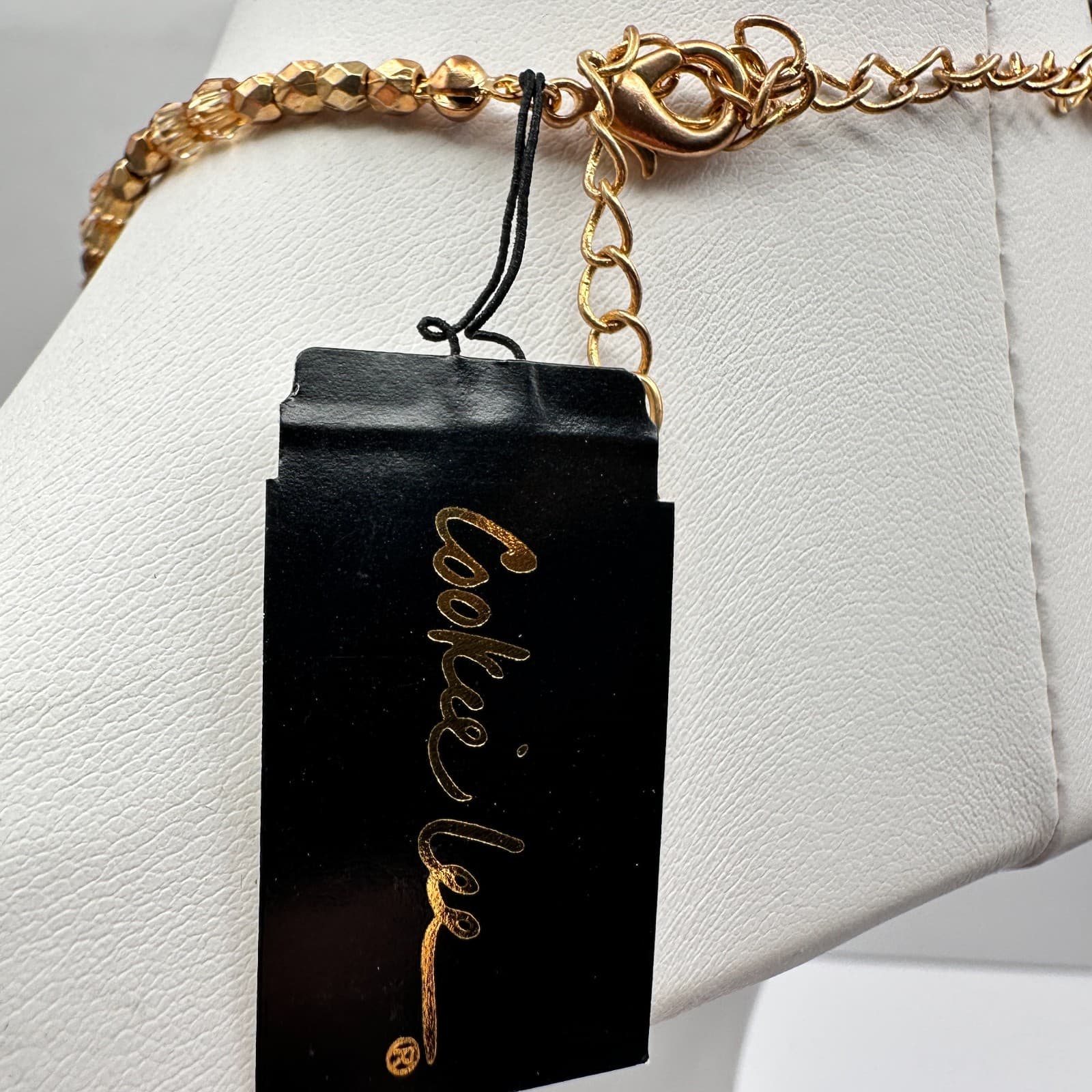 Vintage 90s Cookie Lee Glass Beaded Necklace Gold Tone Women's Classic Jewelry - Thumbnail 18