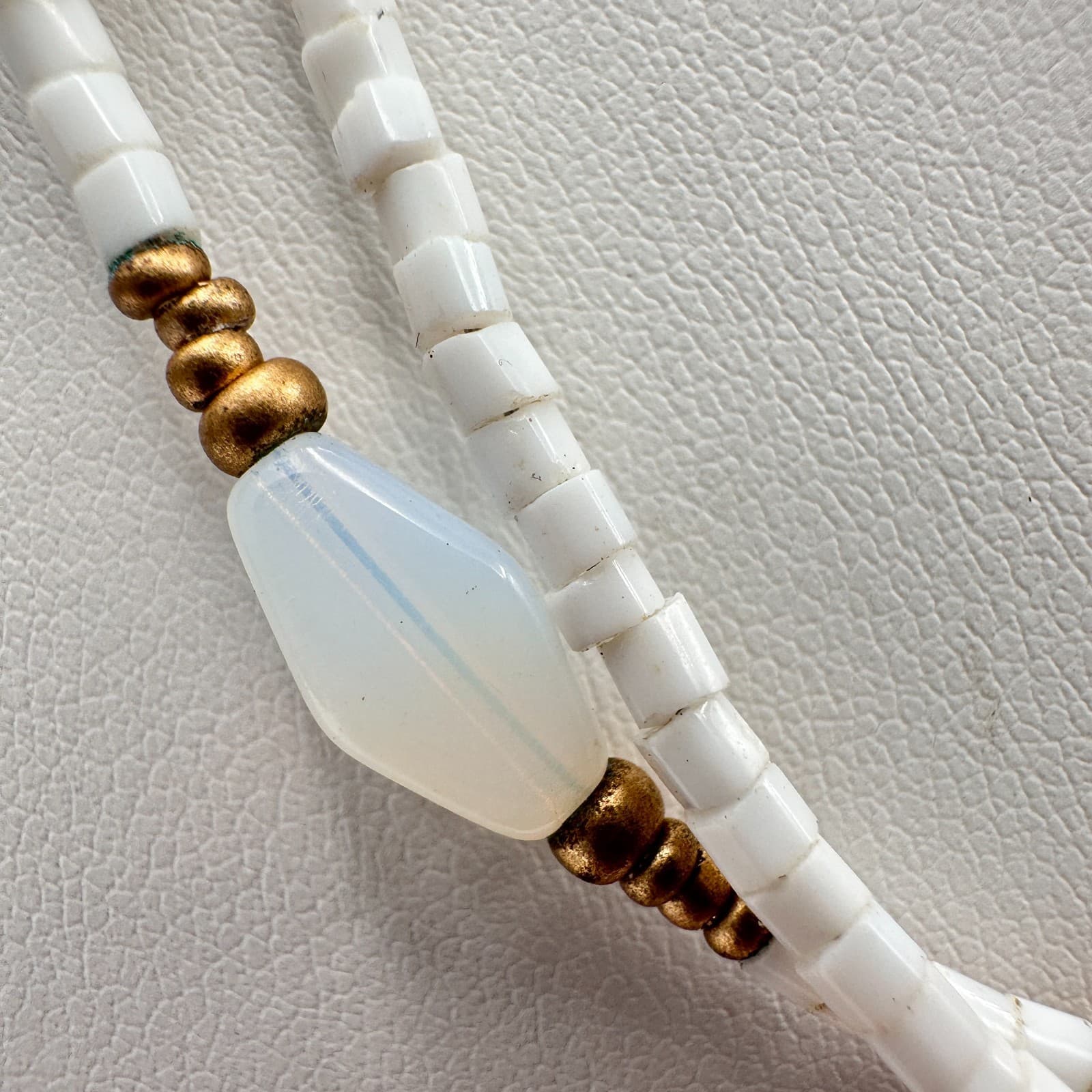 Vintage 90s Cookie Lee Double Strand Beaded Gold Tone Necklace Boho Jewelry - Thumbnail 6