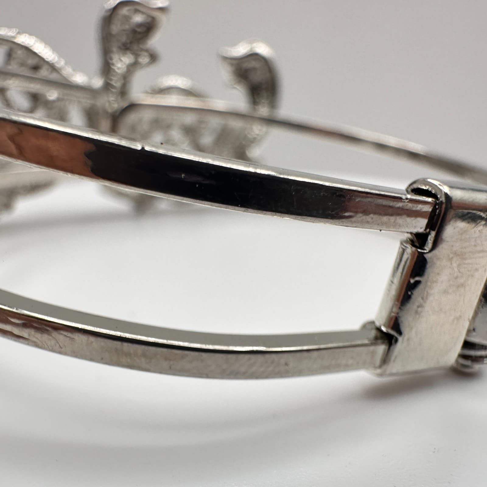 Vintage 90s Silver Tone Lizard Gecko Bracelet Blue Rhinestone Women's Jewelry - Thumbnail 10