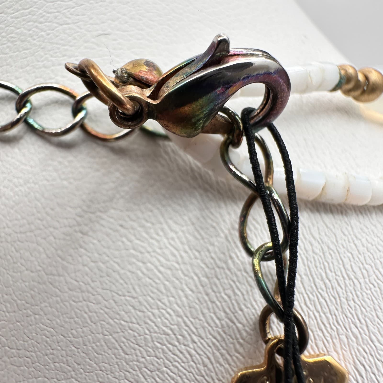 Vintage 90s Cookie Lee Double Strand Beaded Gold Tone Necklace Boho Jewelry - Thumbnail 11