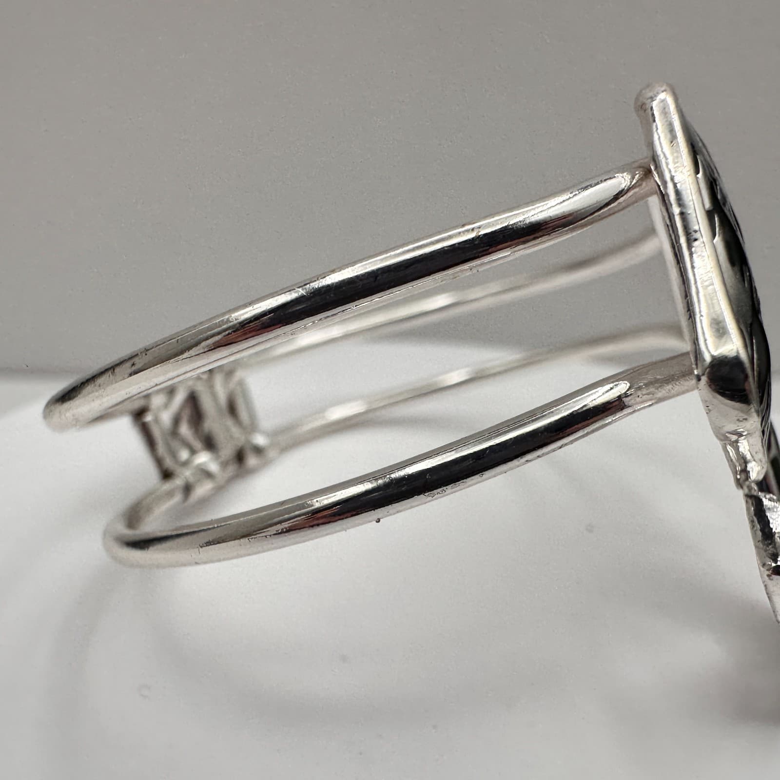 Vintage 90s Black Enamel Elephant Bracelet Silver Tone Women's Classic Jewelry - Thumbnail 5