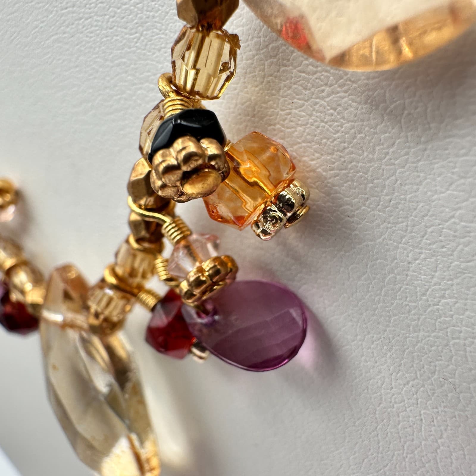 Vintage 90s Cookie Lee Glass Beaded Necklace Gold Tone Women's Classic Jewelry - Thumbnail 16