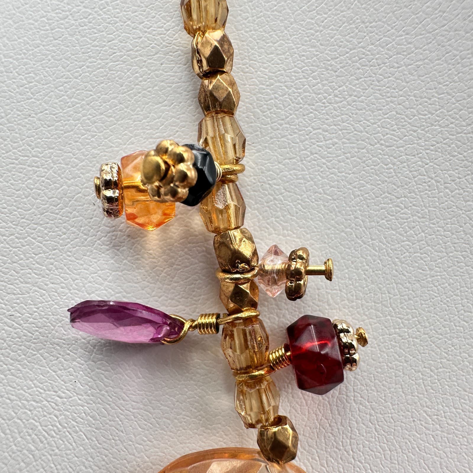 Vintage 90s Cookie Lee Glass Beaded Necklace Gold Tone Women's Classic Jewelry - Thumbnail 5