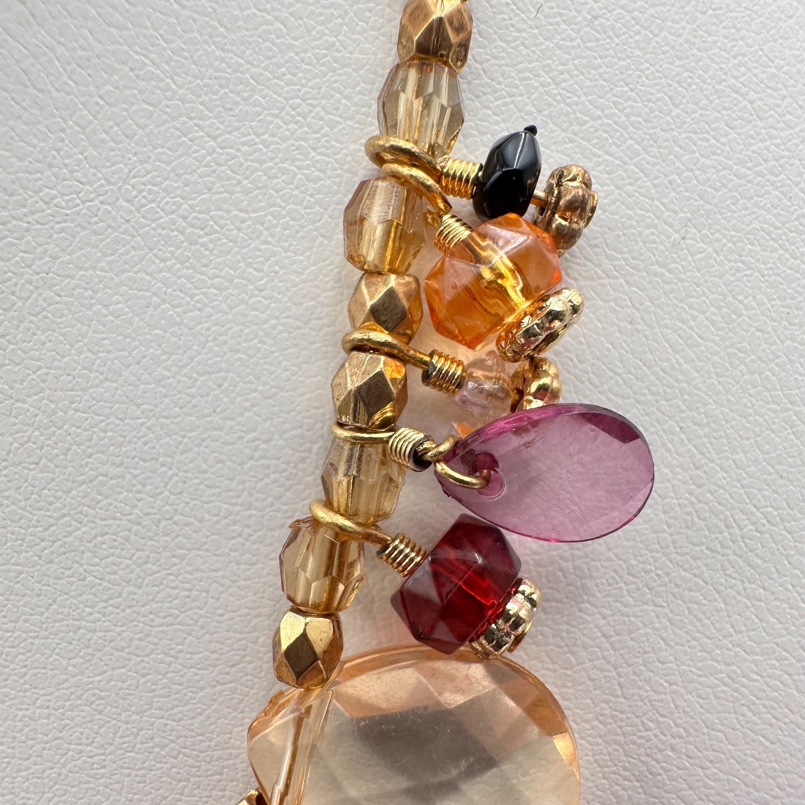 Vintage 90s Cookie Lee Glass Beaded Necklace Gold Tone Women's Classic Jewelry - Thumbnail 6