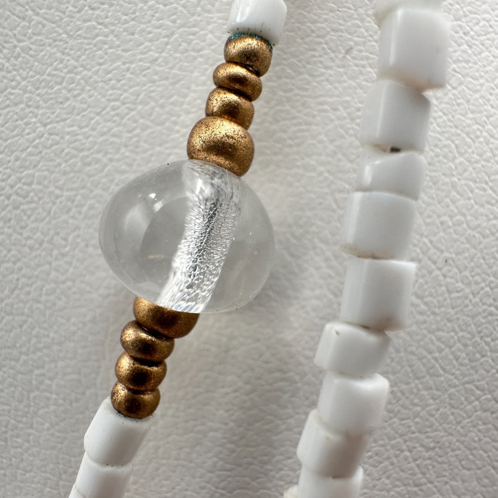 Vintage 90s Cookie Lee Double Strand Beaded Gold Tone Necklace Boho Jewelry - Thumbnail 8