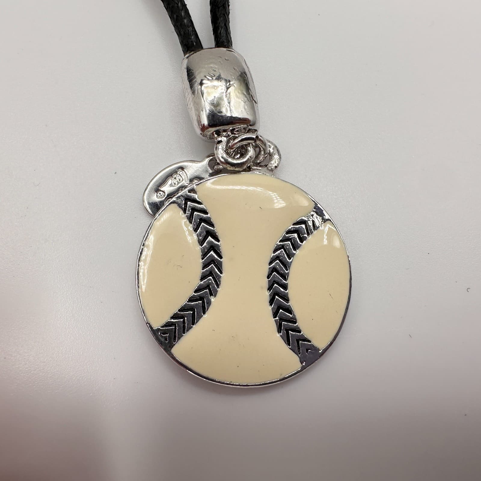 Vintage 90s Cookie Lee Silver Tone Black Cord Baseball Charm Bracelet Jewelry - Thumbnail 6