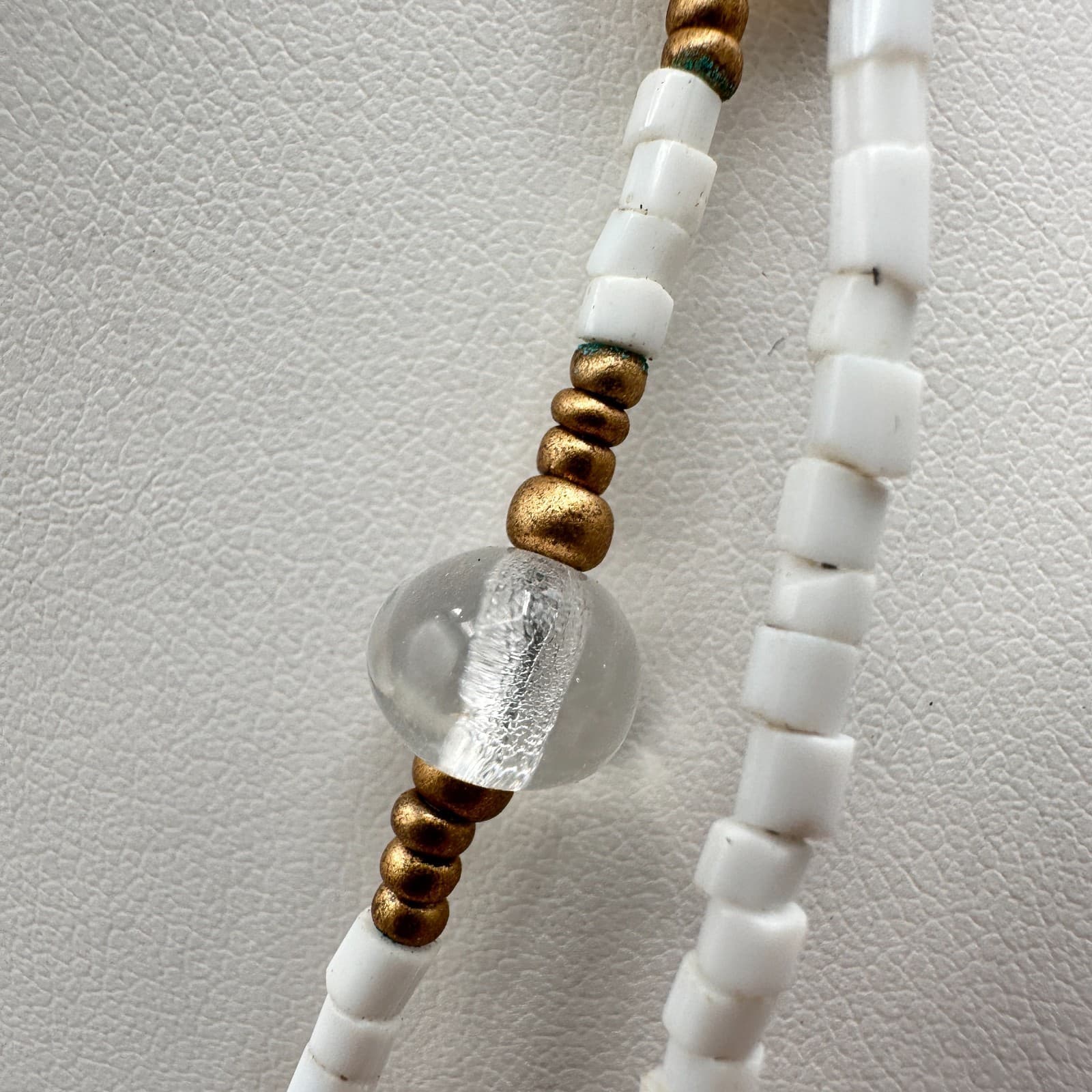 Vintage 90s Cookie Lee Double Strand Beaded Gold Tone Necklace Boho Jewelry - Thumbnail 7