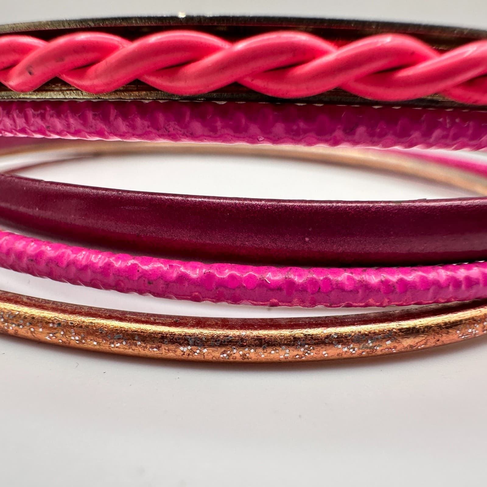 Vintage 80s Gold Tone Bangle Set Stackable Boho Women's Classic Fashion Jewelry - Thumbnail 5