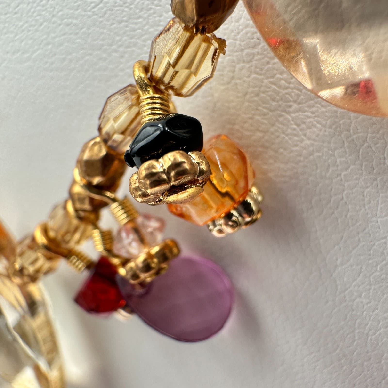 Vintage 90s Cookie Lee Glass Beaded Necklace Gold Tone Women's Classic Jewelry - Thumbnail 15