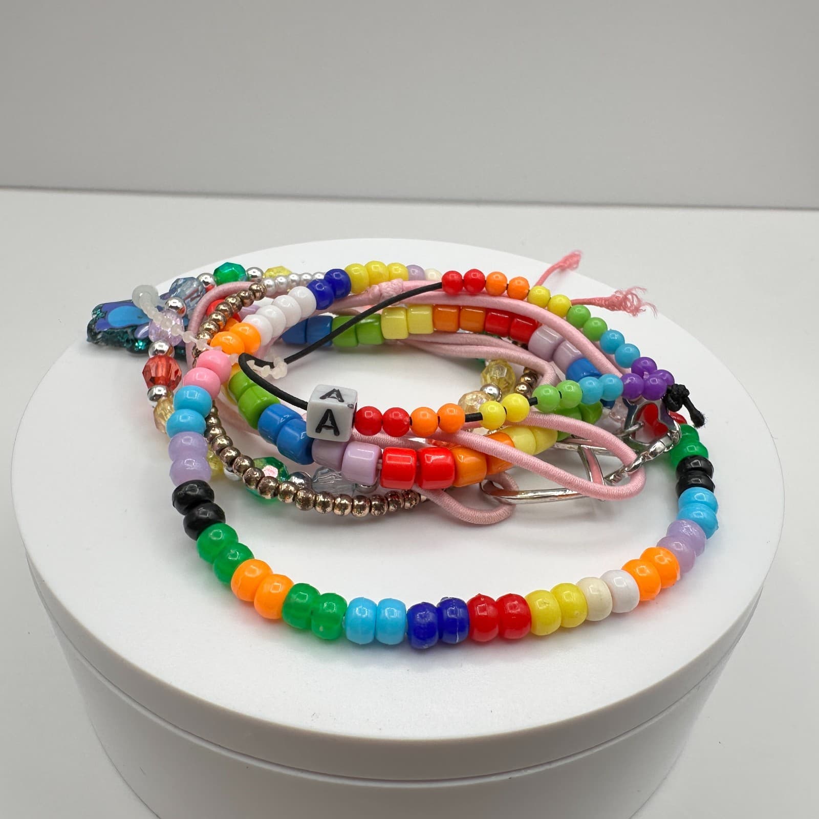 Vintage 90s Y2K Kandi Beaded Bracelet Lot Stitch Charm Women's Classic Jewelry - Image 1