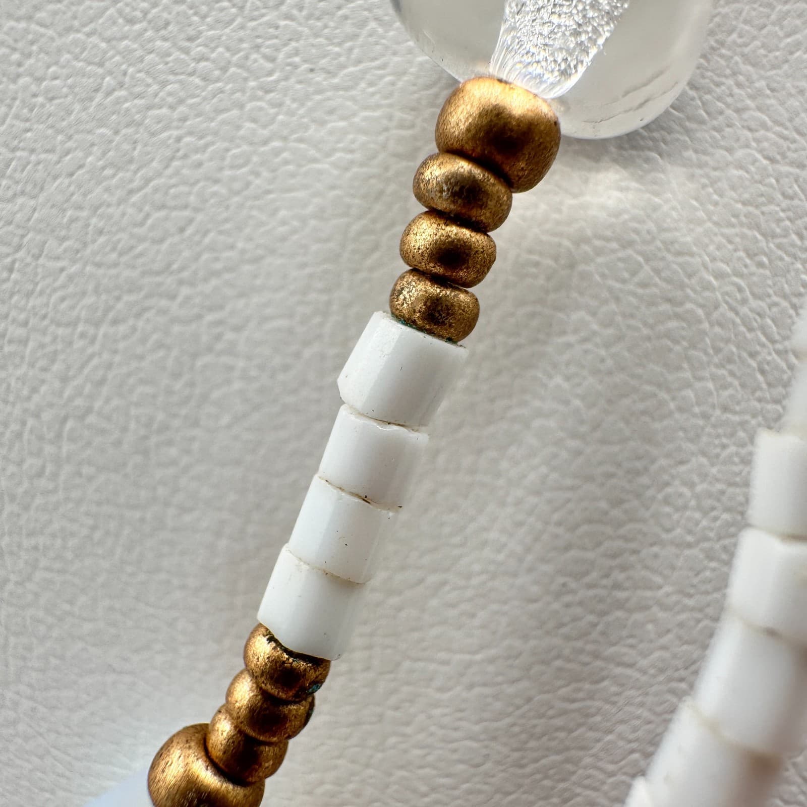 Vintage 90s Cookie Lee Double Strand Beaded Gold Tone Necklace Boho Jewelry - Thumbnail 9