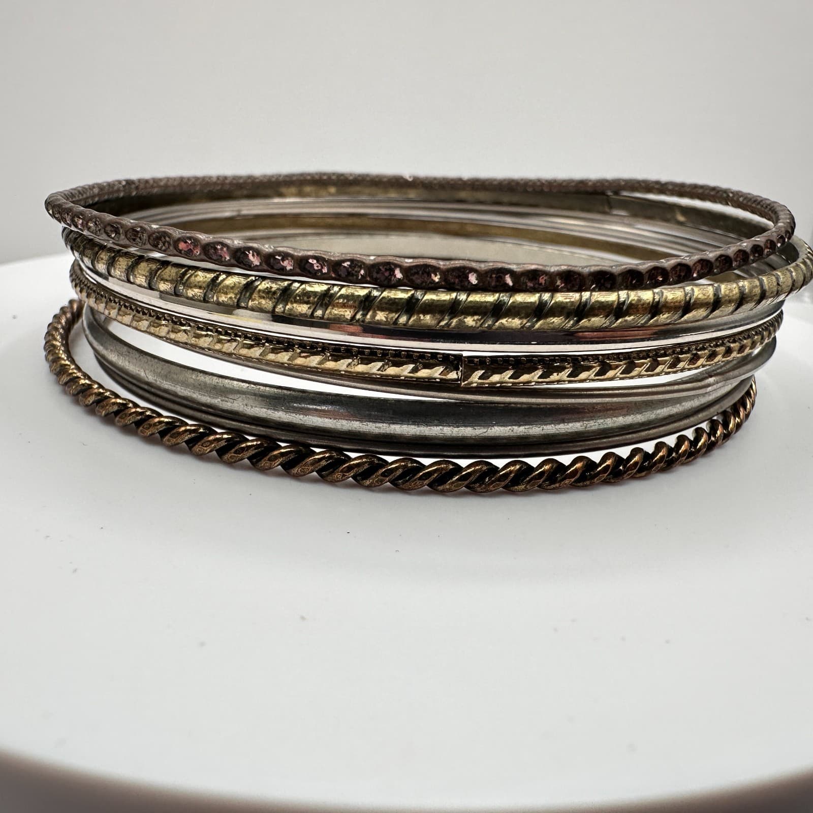 Vintage 80s 90s Stackable Bangle Set Retro Women's Classic Fashion Jewelry - Image 1