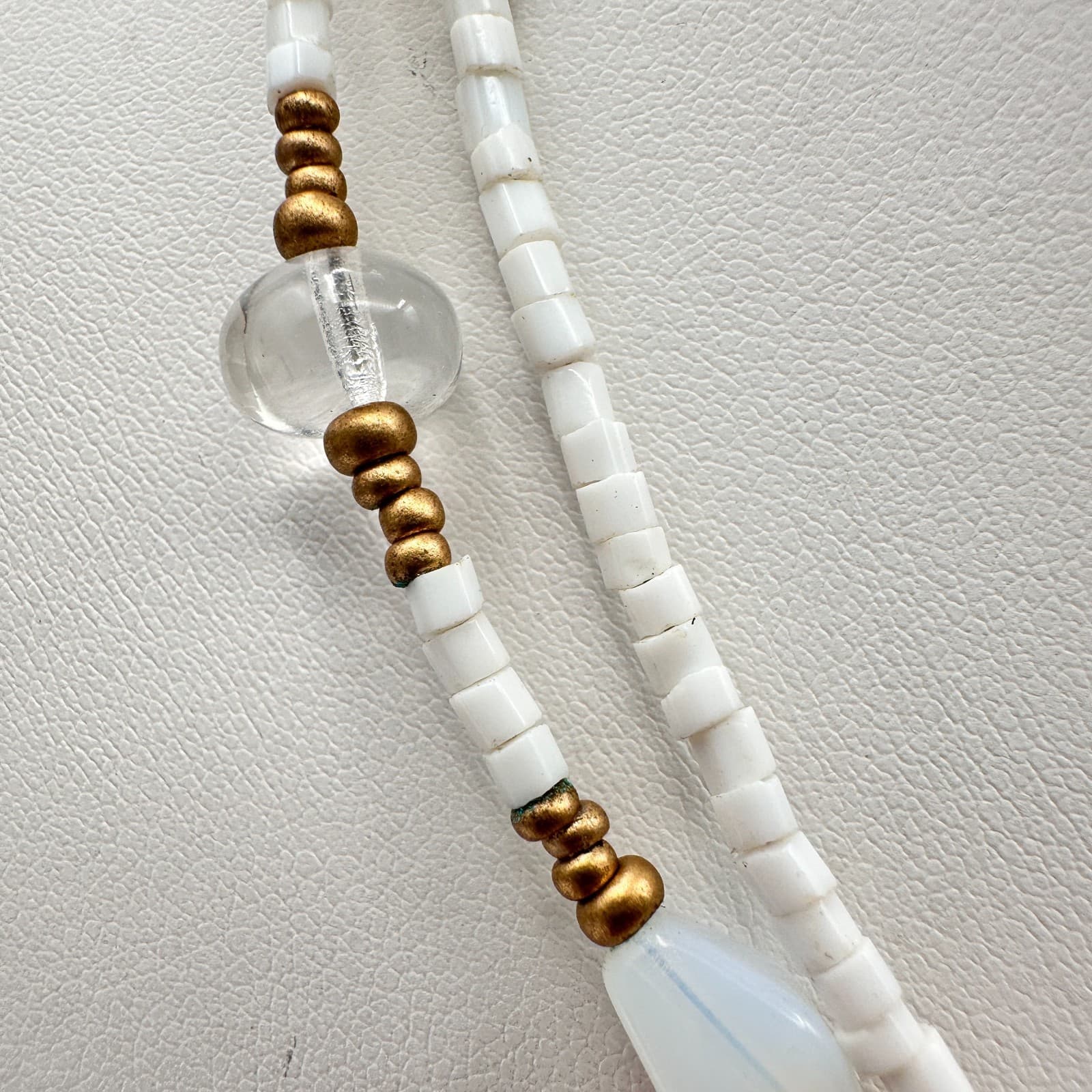 Vintage 90s Cookie Lee Double Strand Beaded Gold Tone Necklace Boho Jewelry - Thumbnail 5