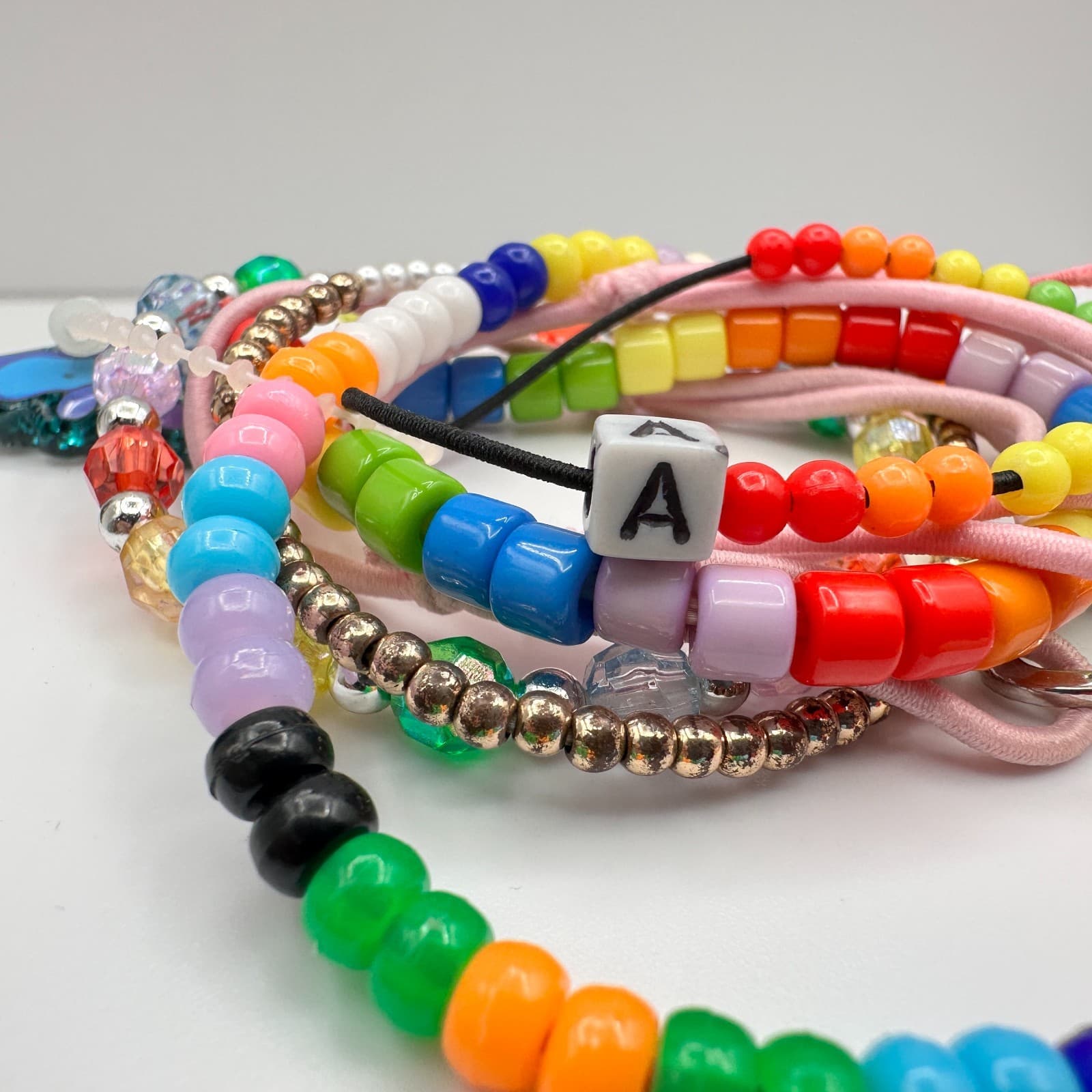 Vintage 90s Y2K Kandi Beaded Bracelet Lot Stitch Charm Women's Classic Jewelry - Thumbnail 3