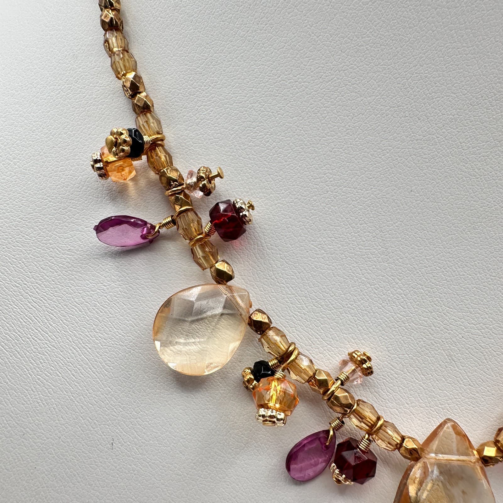 Vintage 90s Cookie Lee Glass Beaded Necklace Gold Tone Women's Classic Jewelry - Thumbnail 3