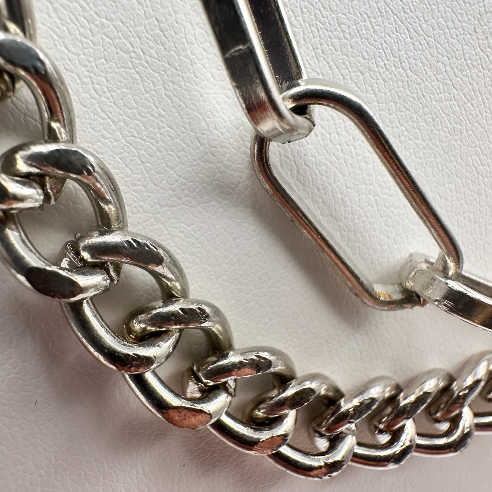 Vintage 80s 90s Y2K Double Layer Silver Tone Chunky Chain Necklace Boho - Thumbnail 7