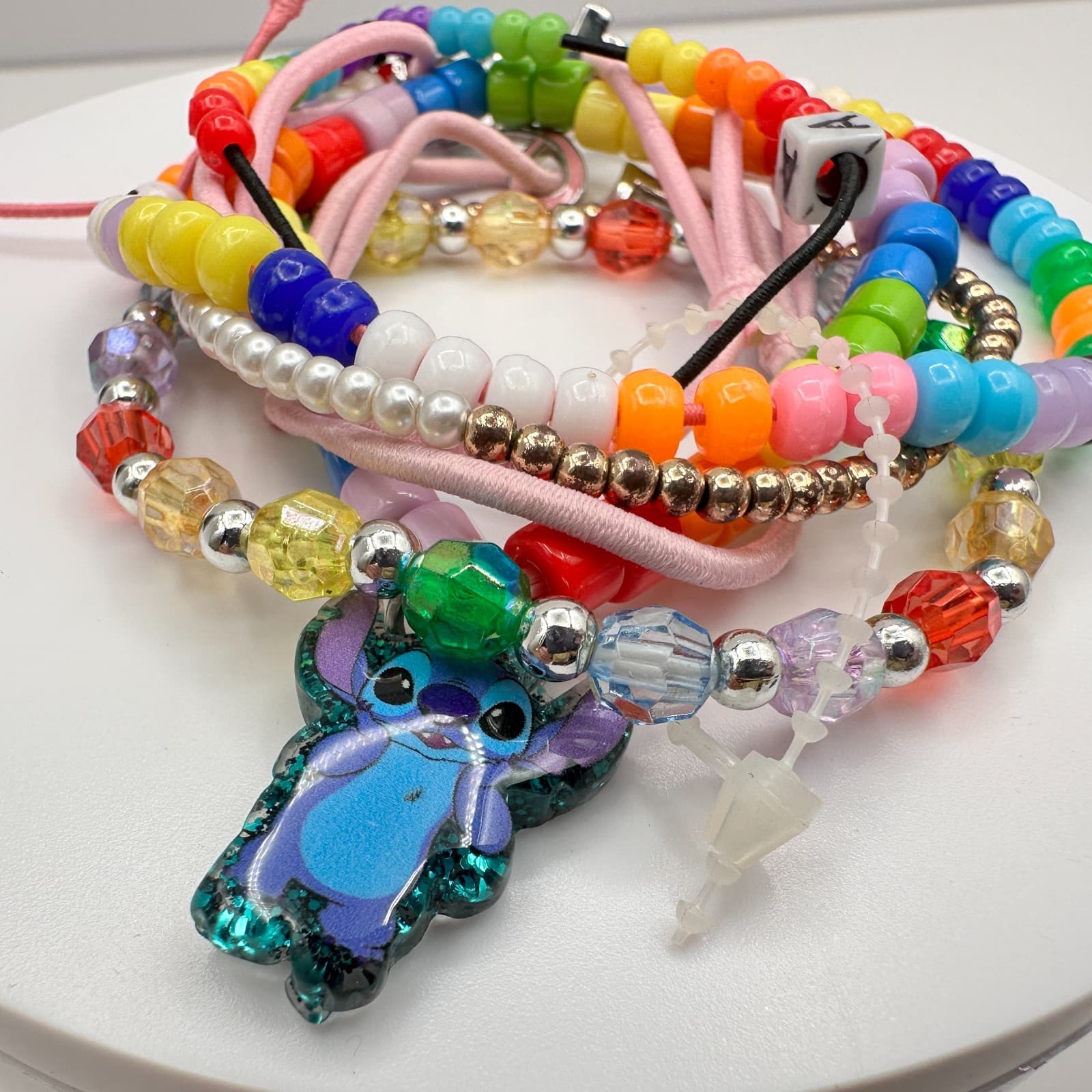 Vintage 90s Y2K Kandi Beaded Bracelet Lot Stitch Charm Women's Classic Jewelry - Thumbnail 11