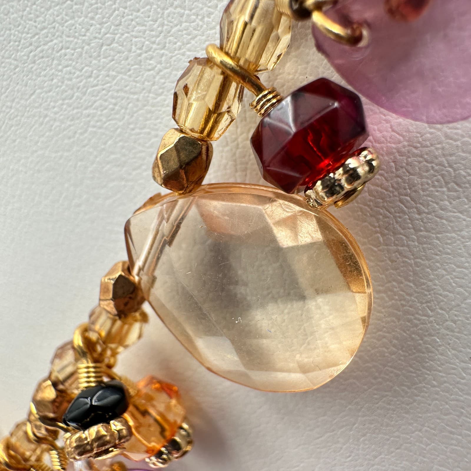 Vintage 90s Cookie Lee Glass Beaded Necklace Gold Tone Women's Classic Jewelry - Thumbnail 14